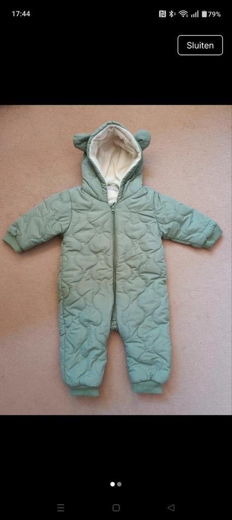 Schattig groen baby skipakje met oortjes - Maat 80, Kinderen en Baby's, Babykleding | Maat 80, Jongetje of Meisje, Ophalen of Verzenden