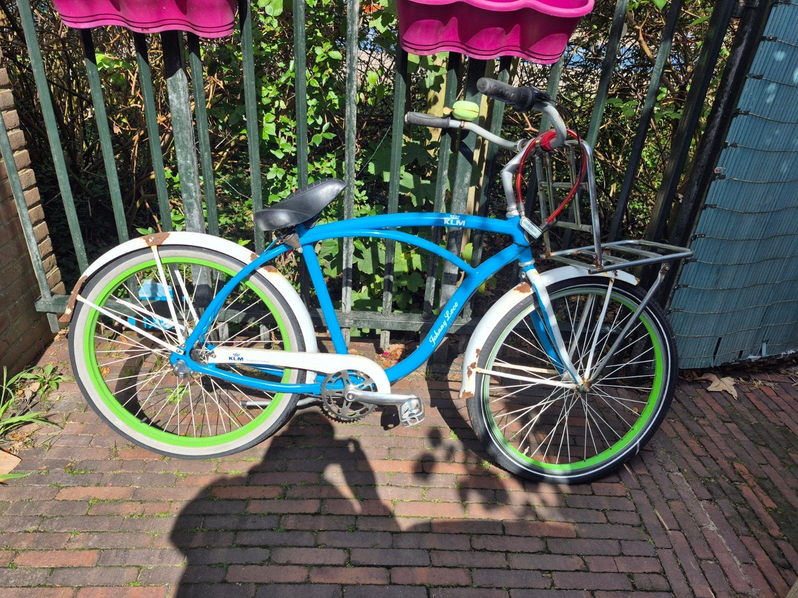 KLM Johnny Loco Cruiser fiets met voordrager., Fietsen en Brommers, Gebruikt, Velgrem, Versnellingen, 53 tot 57 cm