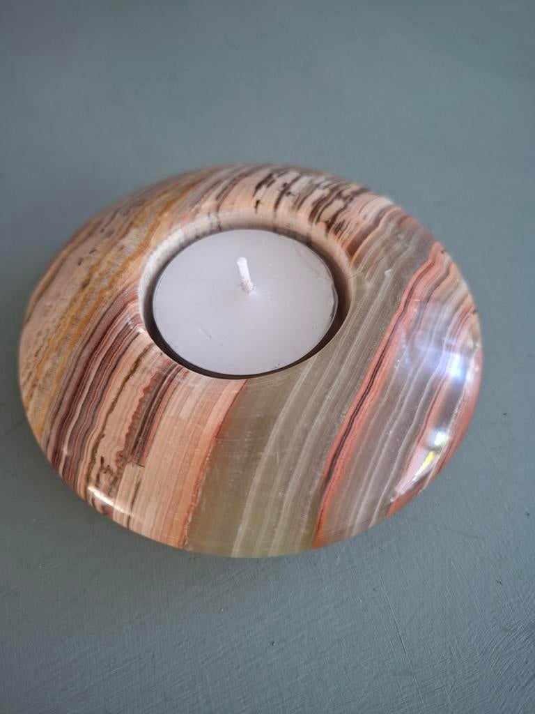 Onyx marmer waxinelichthouder, Ophalen of Verzenden, Mineraal