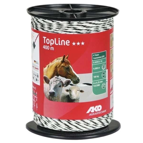AKO TopLine schrikdraad wit/zwart 6x0.25 TriCOND, 400 meter, Dierenverlichting@outlook.com, Nieuw, Dierenverlichting Kooiker, Verzenden