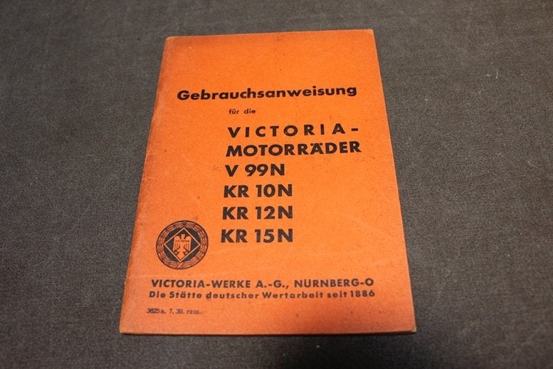 Victoria V99N KR10N 12N 15N 1939 motorrad gebrauchsanweisung, Motoren, Ophalen of Verzenden, Overige merken