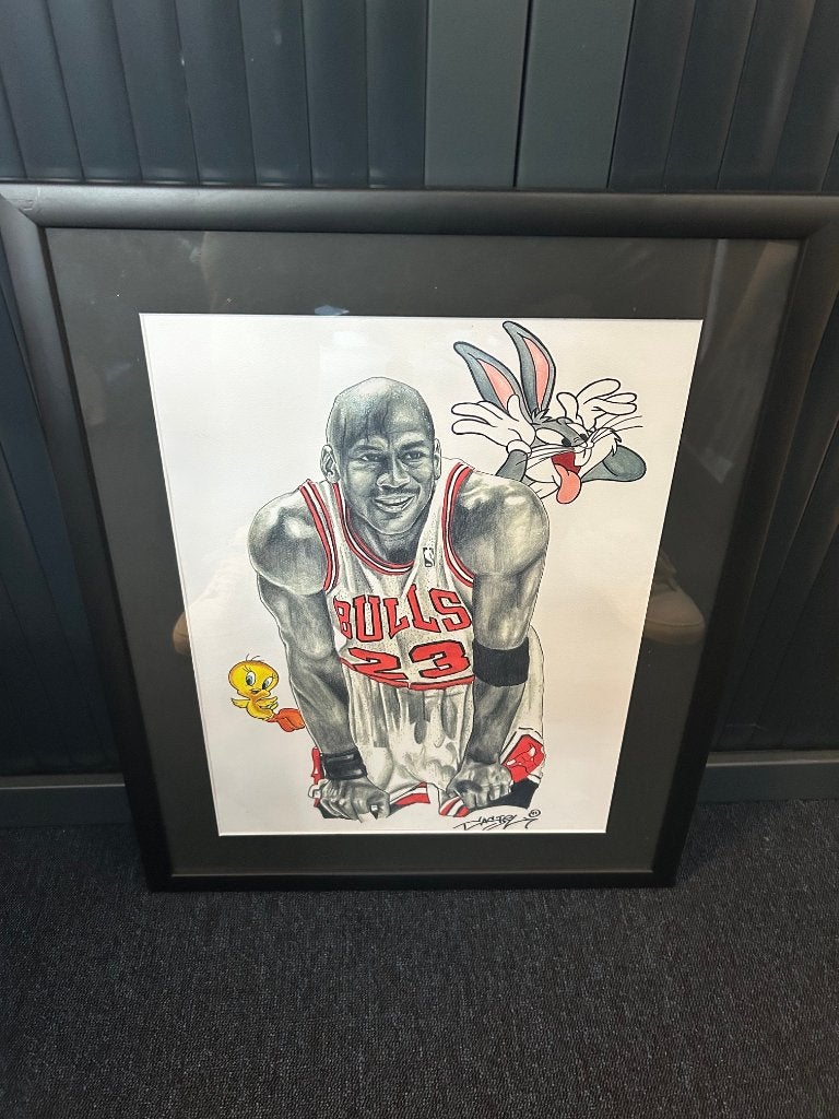 Kunstwerk Michael Jordan, Ophalen of Verzenden, Zo goed als nieuw, Overige sporten, Poster, Plaatje of Sticker