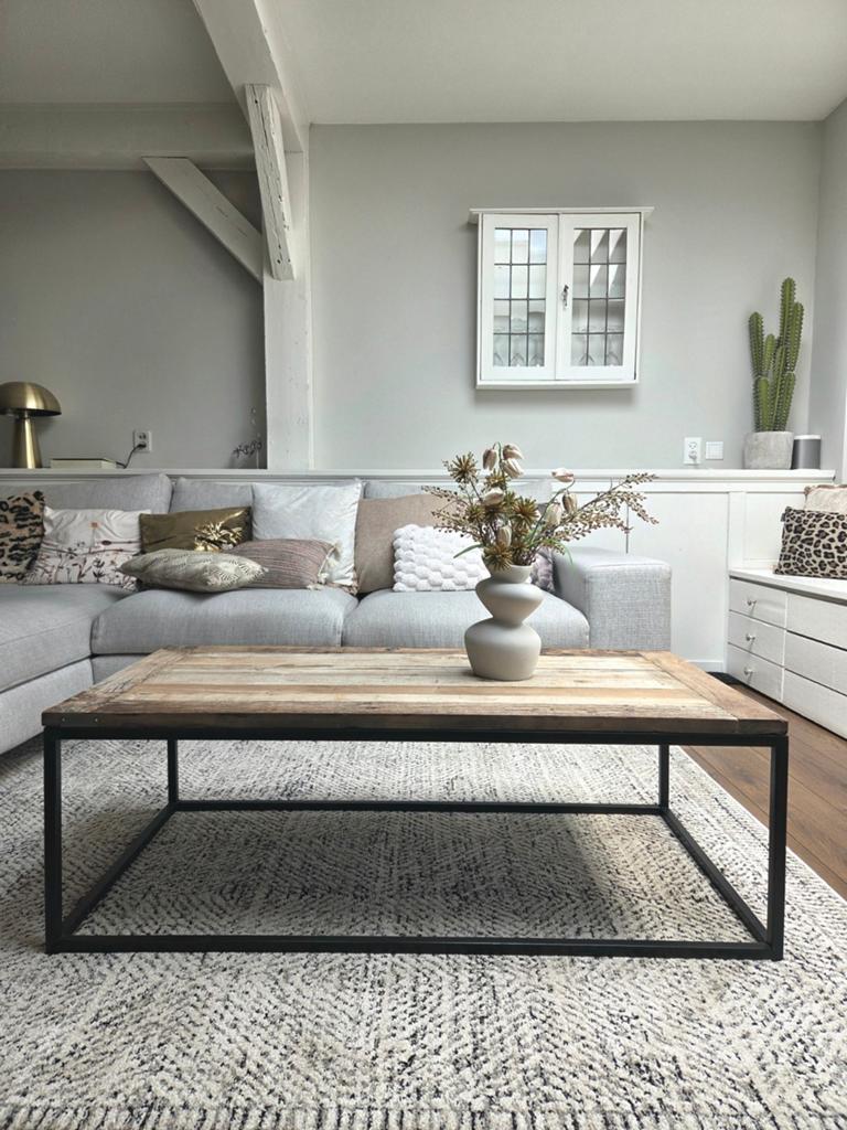 Salontafel Lifestyle Home Collection massief hout/metaal, Gebruikt, 50 tot 75 cm, Rechthoekig, Industrieel, Modern, Robuust