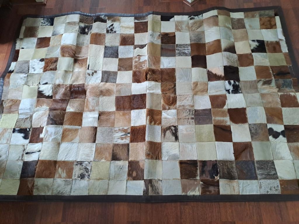 Design Leren vloer-wand kleed- koeien huid., Ophalen of Verzenden, Gebruikt