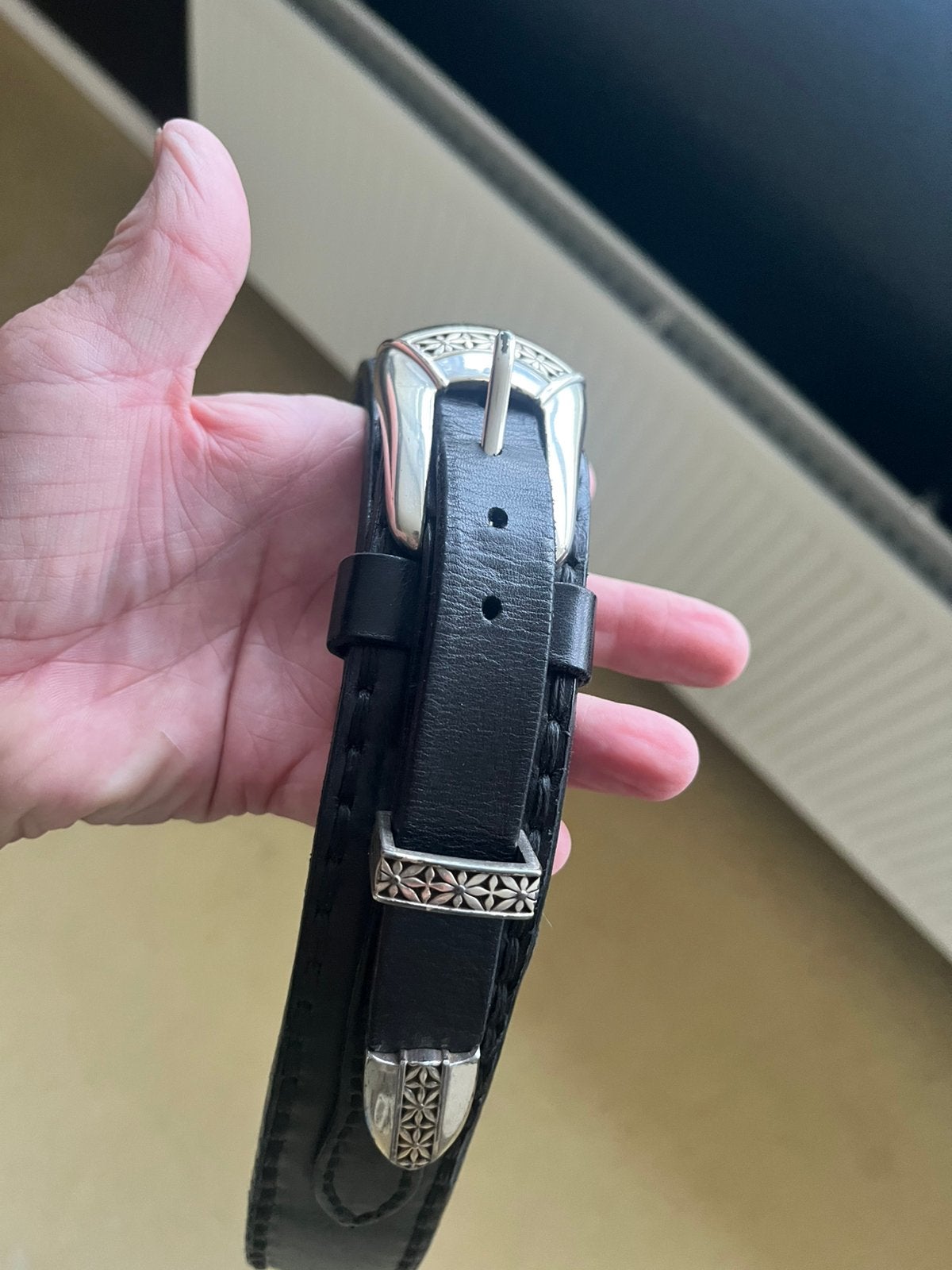 Sendra Leren Riem met Zilverkleurige Gesp - Zwart 90 cm, Sendra, 3 tot 5 cm, Heupriem, Ophalen of Verzenden