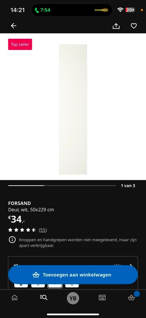 Forsand Deur Wit 50x229 cm, Minder dan 80 cm, 215 cm of meer, Binnendeur, Nieuw
