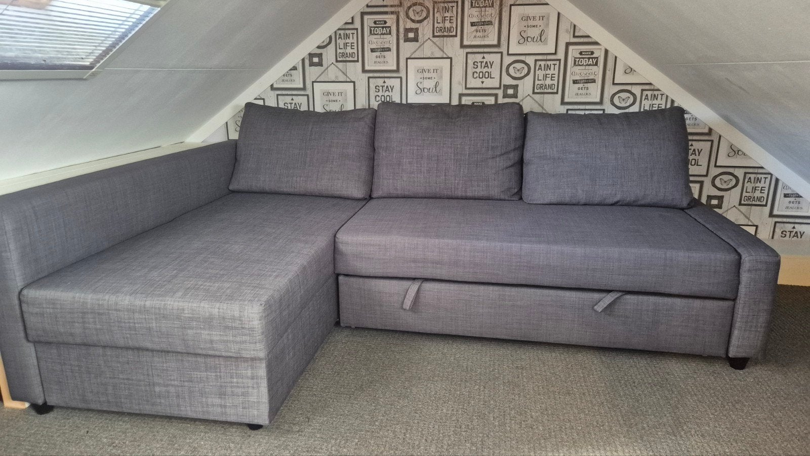 Ikea friheten hoekslaapbank met opberger, donkergrijs, Ophalen, Zo goed als nieuw