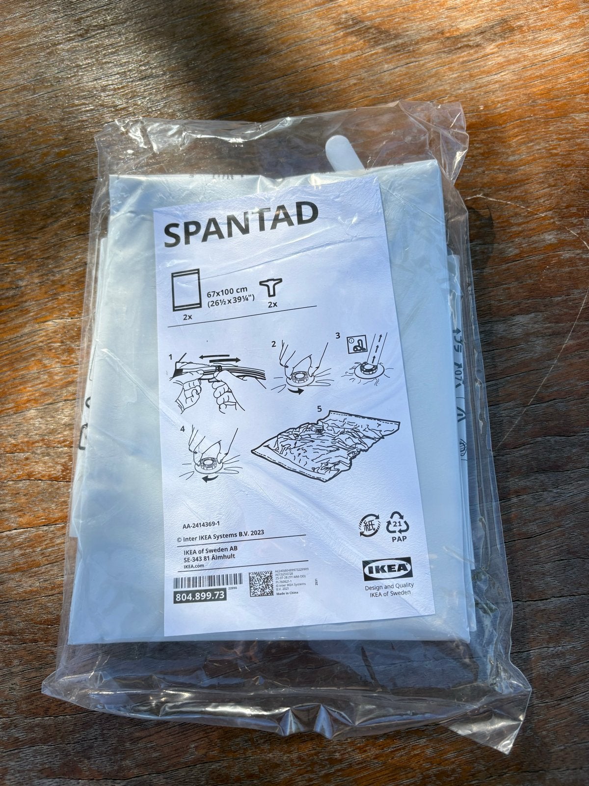 5x IKEA SPANTAD Vacuümzakken 67x100 cm - Nieuw, Ophalen, Nieuw, Kunststof