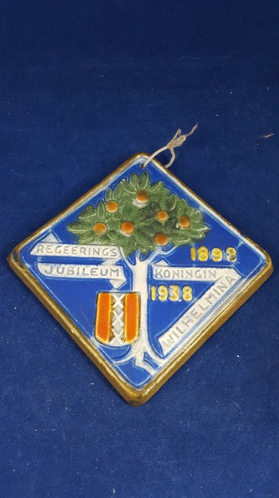 Wandtegel Regeringsjubileum Wilhemina 1938, Goedewaagen. 6C9, Tweedehands verkoop, Tweedehands verkoop, Gebruikt, Ophalen of Verzenden