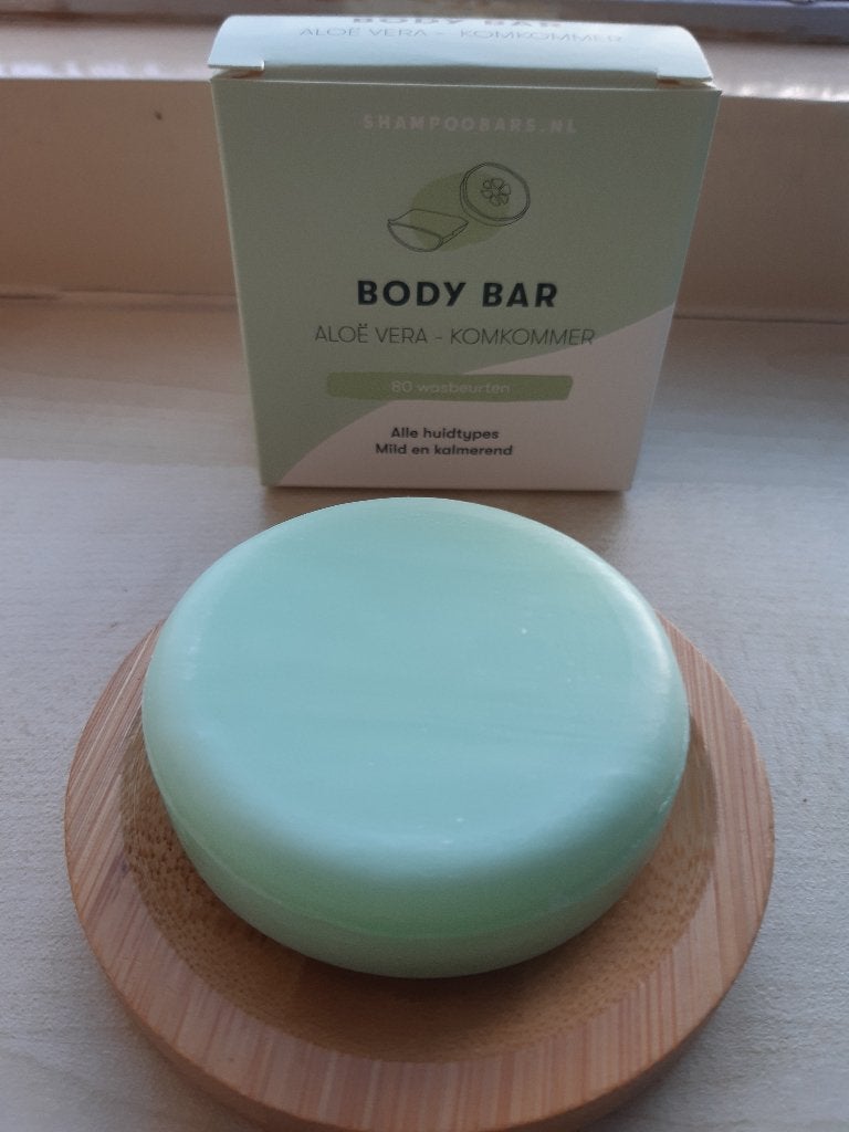 Body Bar Aloë Vera - Komkommer met bamboe zeephouder, Groen, Overige stijlen, Nieuw, Ophalen of Verzenden