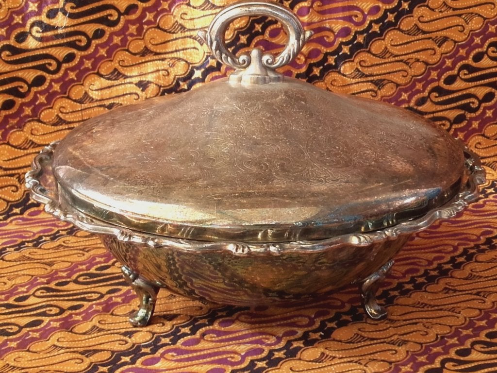 Mooie oude dekschaal uit Amerika van Oneida silverplate., Ophalen of Verzenden