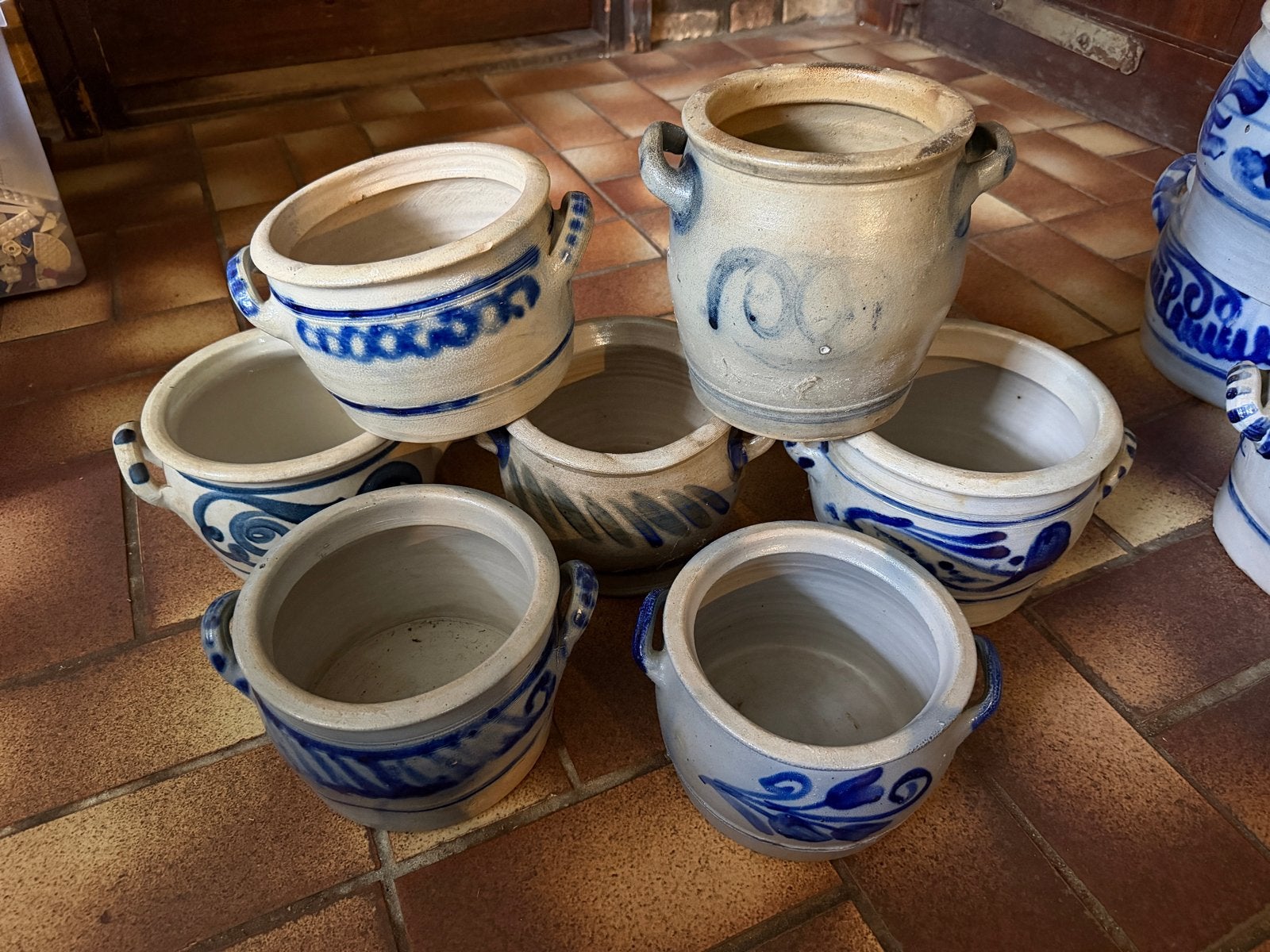 Set van 7 Antieke Keulse Potten - Diverse Maten, Ophalen