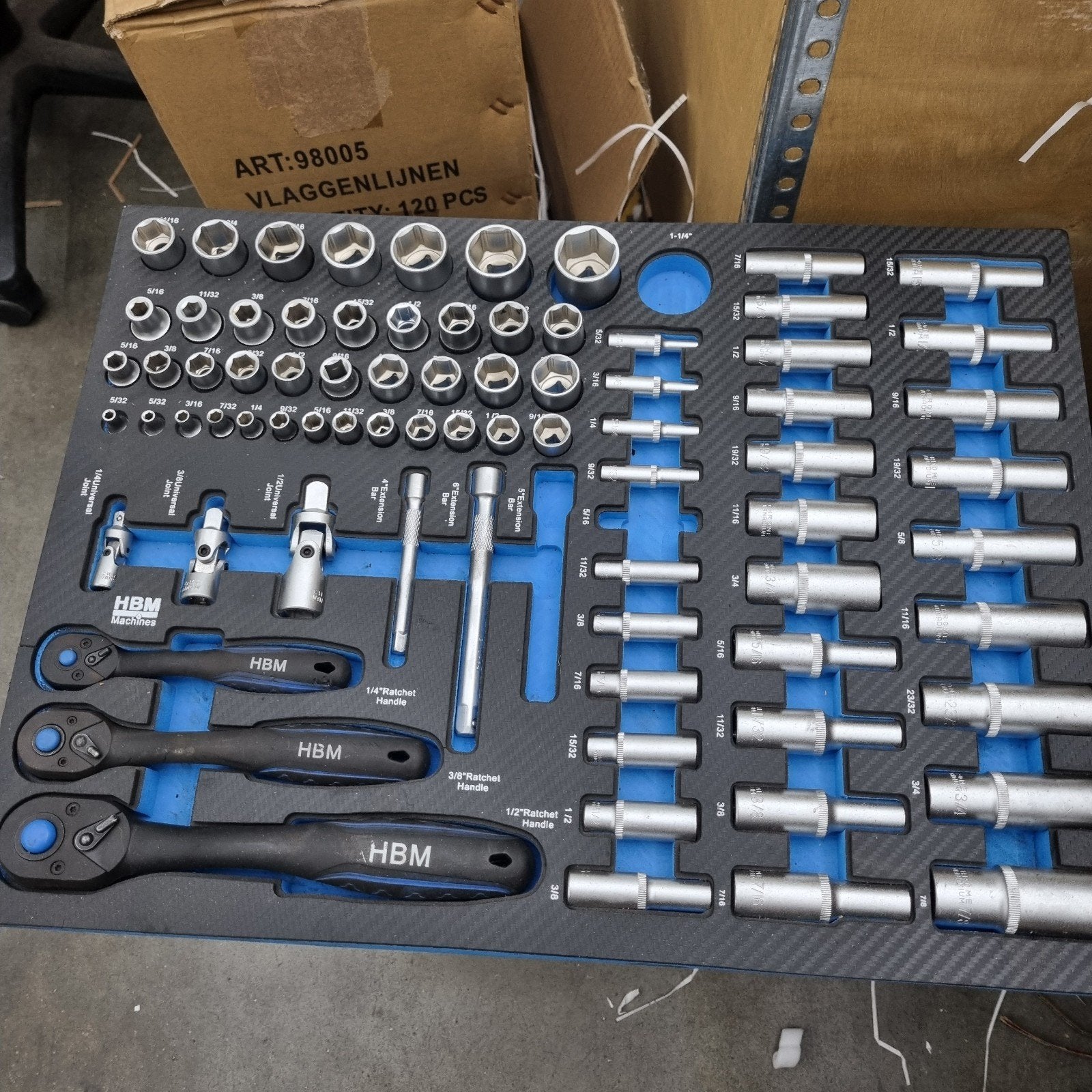 HBM 81-delige doppenset met inch-maten, Ophalen of Verzenden, Nieuw