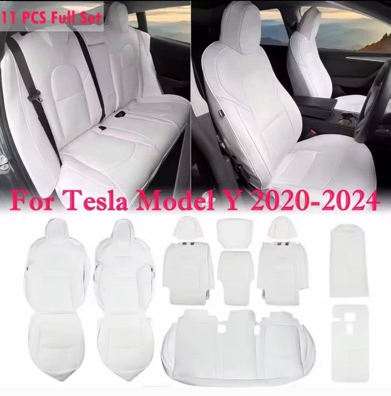 Nappa Stoelhoezen Wit Nieuw voor Tesla Model 3/Y, Ophalen of Verzenden, Nieuw, Overige automerken