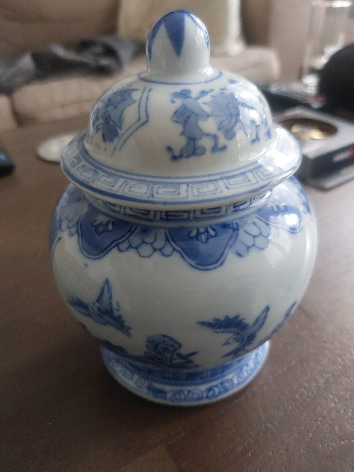 Antieke Chinese gemberpot blauw-wit porselein, Ophalen