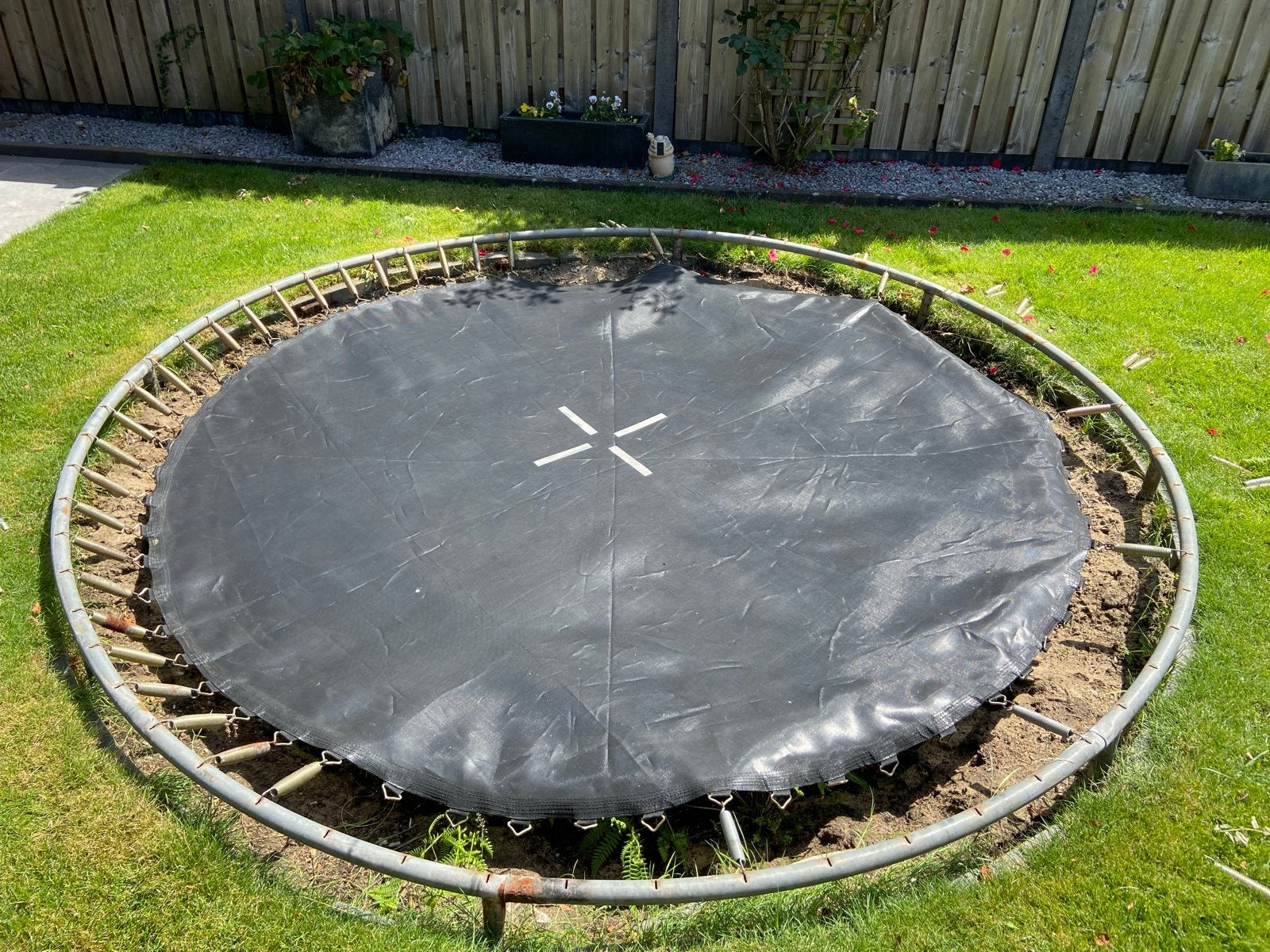 Trampolinedoek 265cm met 64 veren, Kinderen en Baby's, Speelgoed | Buiten | Trampolines, Ophalen, Gebruikt