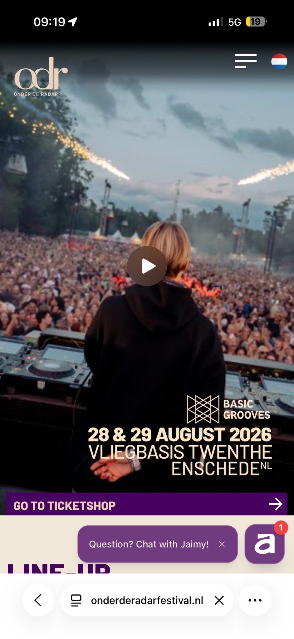 Onder De Radar ticket 29 augustus, Eén persoon