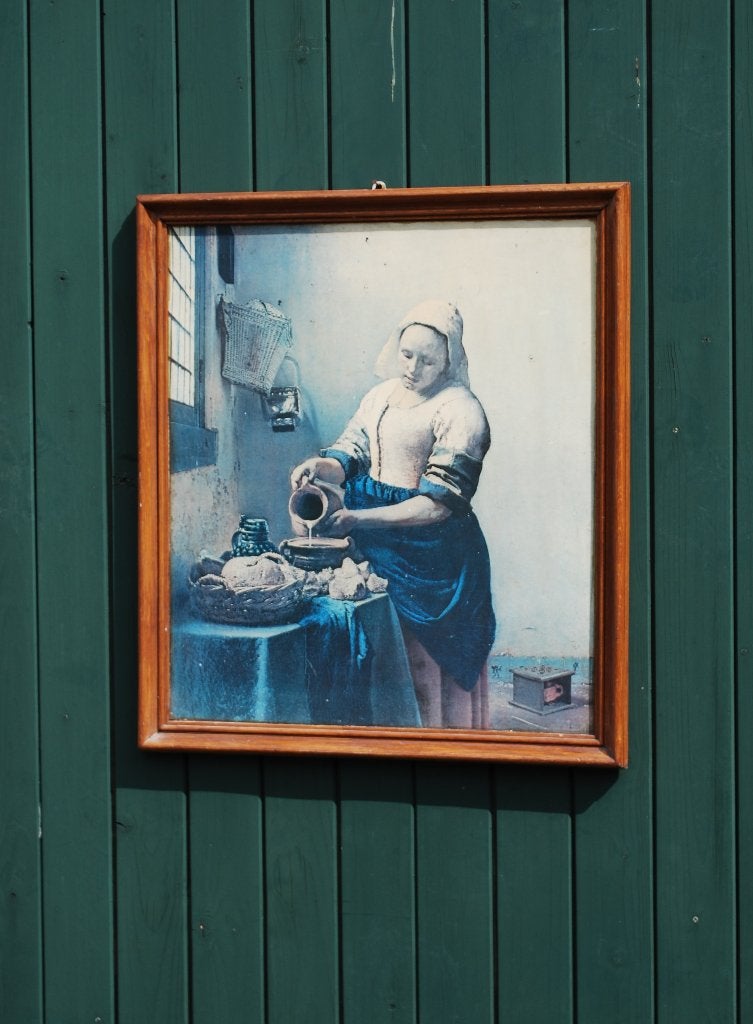 Prent melkmeisje in houten lijst, Ophalen, Gebruikt, Voor 1940, Prent