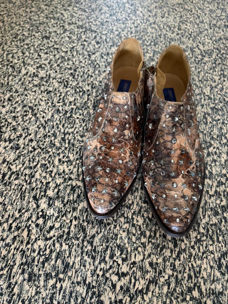 Jimmy Choo, voor H&m, Bruin, Lage of Enkellaarzen, Ophalen of Verzenden, Zo goed als nieuw