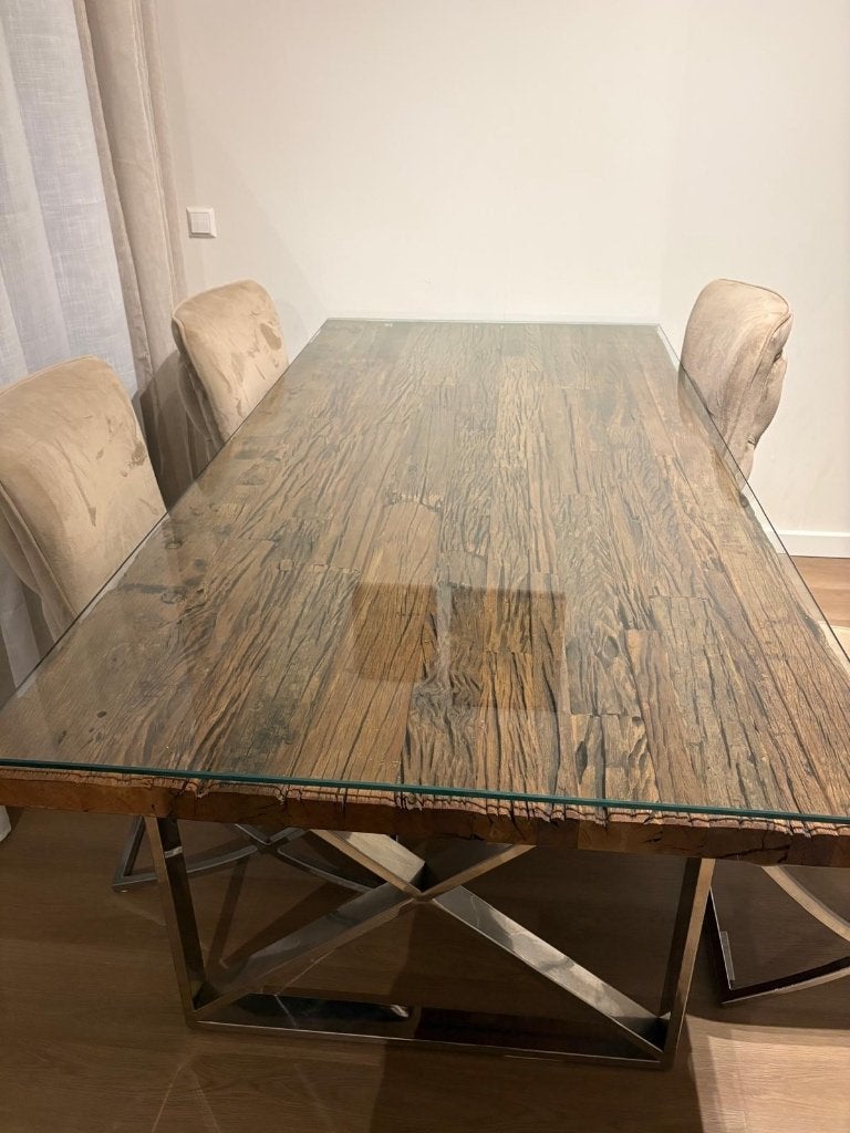 Eric Kuster stijl eettafel set, Ophalen, 200 cm of meer, Zo goed als nieuw, Vier personen