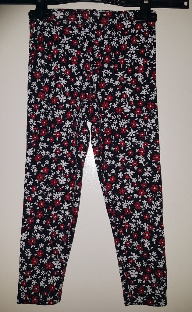 Gebloemde legging zwart/wit/rood maat 110 NIEUW (0219), Broek, Meisje, Gymboree, Nieuw