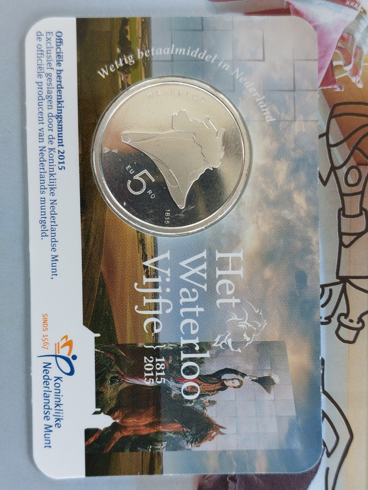 Waterloo Vijfje 2015 - Officiële Herdenkingsmunt 5 Euro, Ophalen of Verzenden