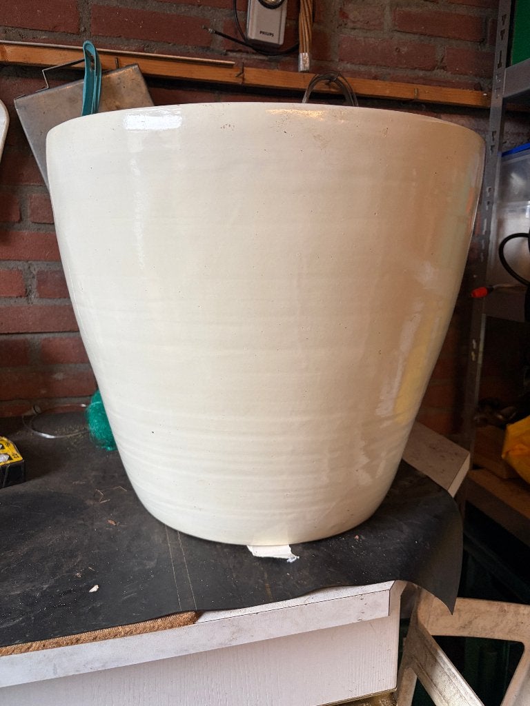 Grote Witte Bloempot, 40 hoog, 50 breed, Ophalen, Gebruikt, -, Rond
