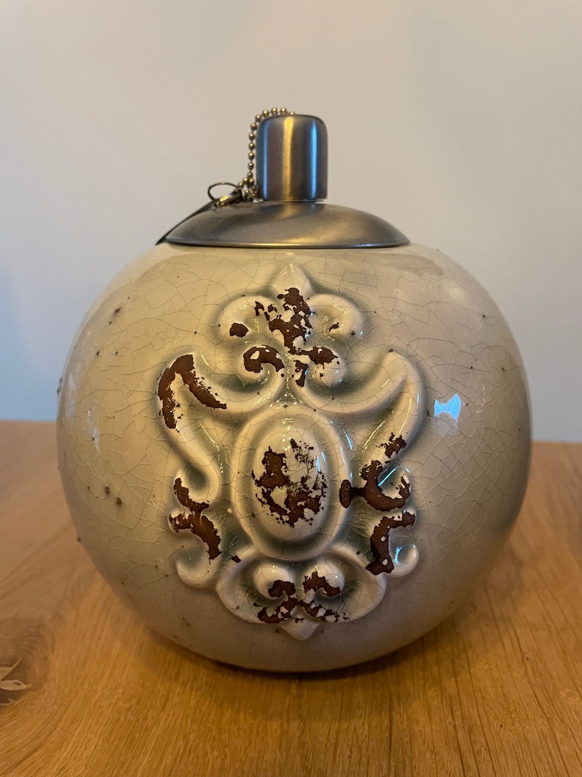 2 Riverdale Olielamp Steen - Ø 15cm - grijs, Ophalen, Overige materialen, Zo goed als nieuw, Grijs