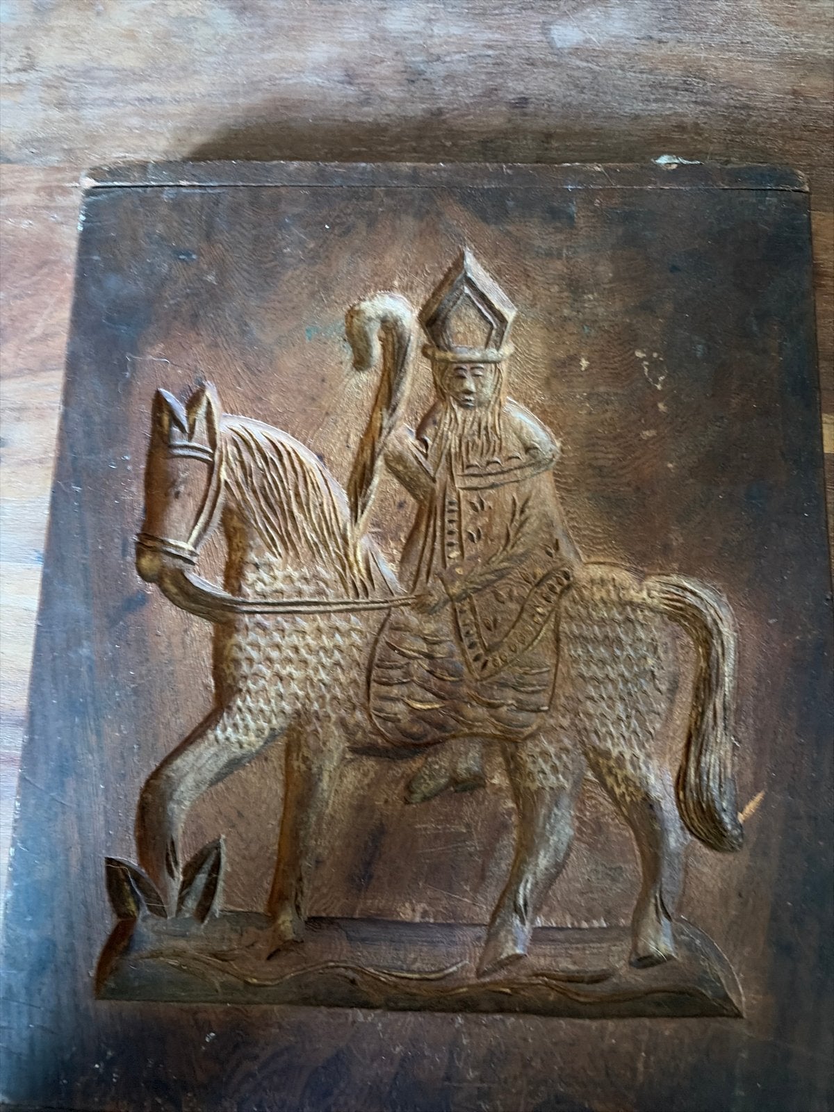 Antieke Speculaasplank Sinterklaas op Paard, Ophalen
