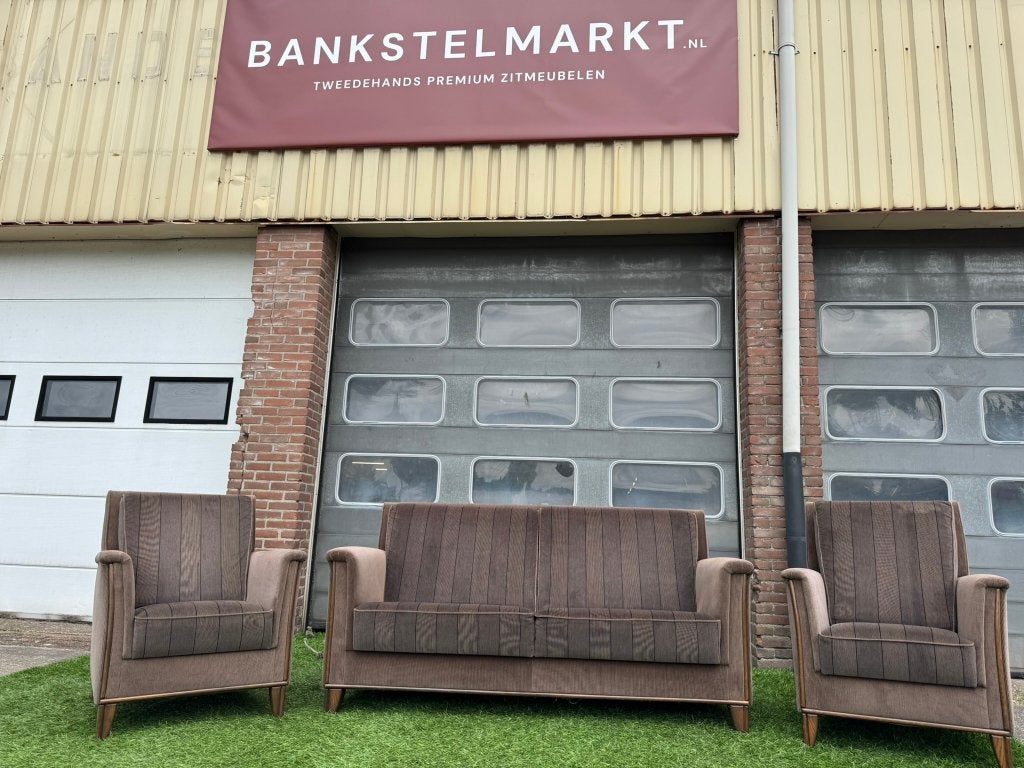 Bankstel senioren bank stof met 2 fauteuils/stoelen, Ophalen, Geen, 75 tot 100 cm, Zo goed als nieuw