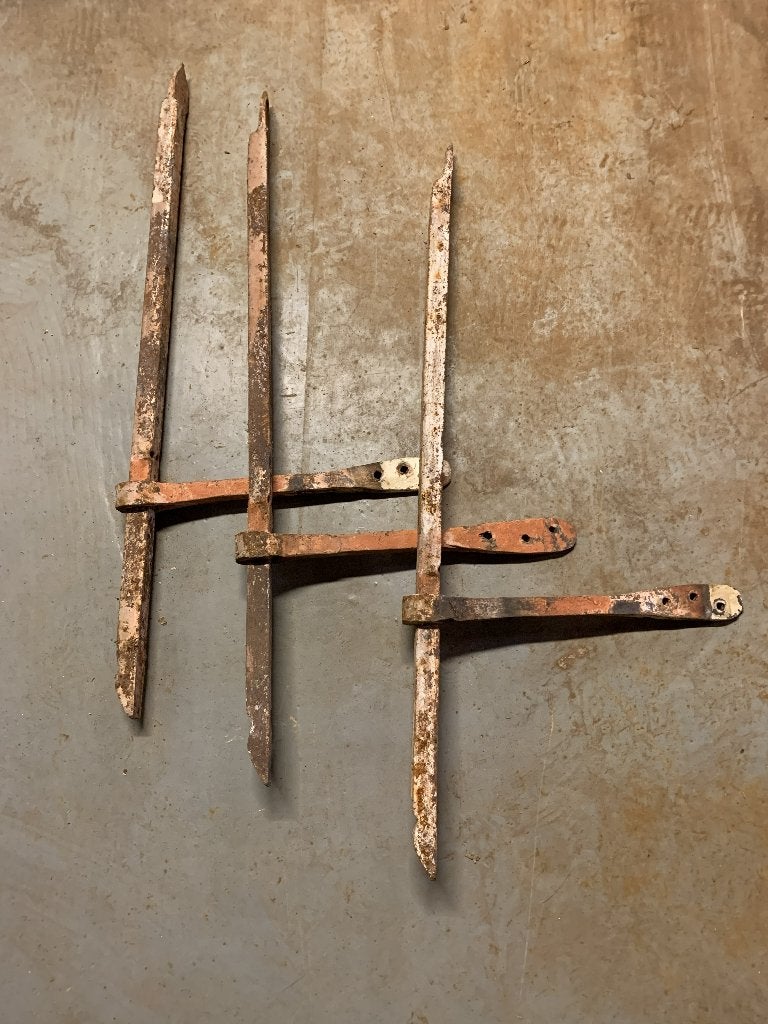 6 Grote Antieke Smeedijzeren Muurankers, Ophalen, Gebruikt, 250 mm of meer, Spijkers