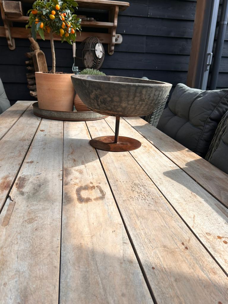 Houten schaal op voet, Huis en Inrichting, Woonaccessoires | Schalen en Manden, Ophalen, Zo goed als nieuw, Rond, Hout