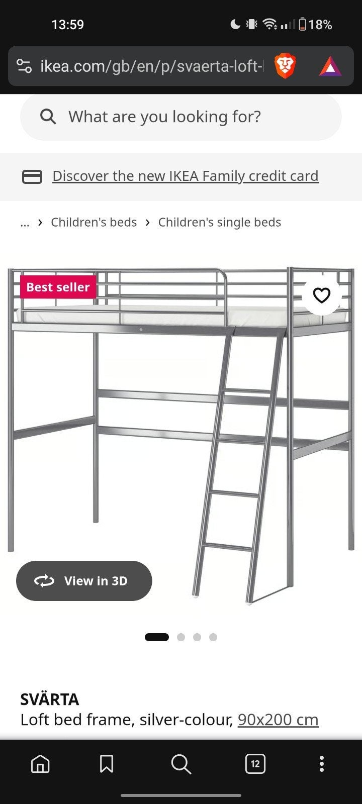 Ikea stapelbed grijs svärta, Ophalen, Zo goed als nieuw, Tweepersoons, Stapelbed