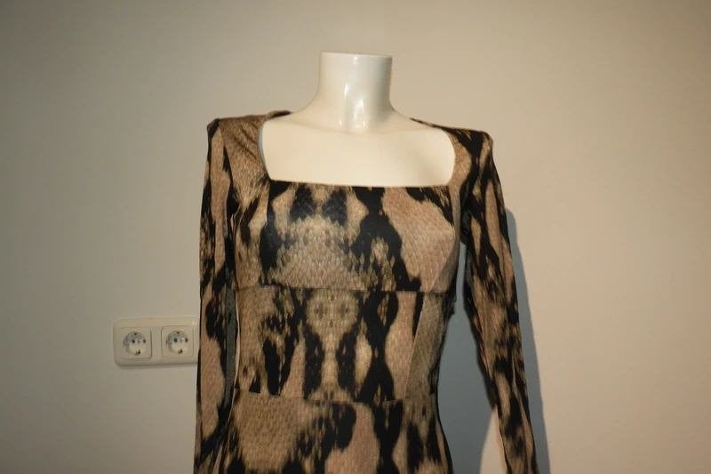 Just Cavalli stretch jurkje animal snake print merk stof I42, Bruin, Verzenden, Zo goed als nieuw, Maat 36 (S)