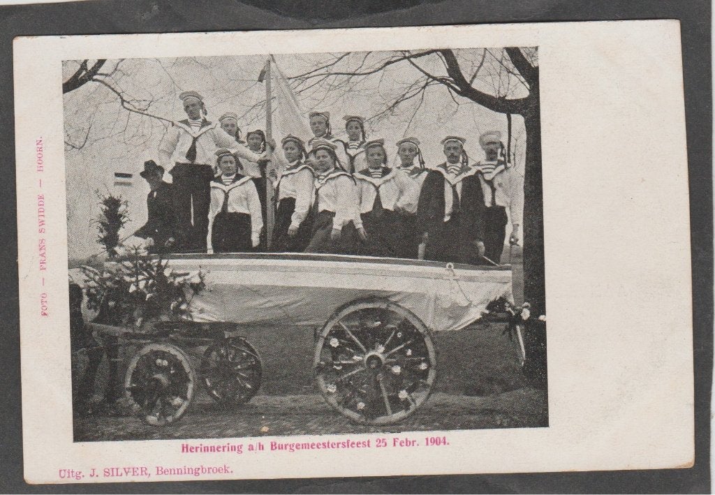 benningbroek  burgemeesterfeest  met mensen op een kar, Verzenden, Voor 1920, Ongelopen, Noord-Holland