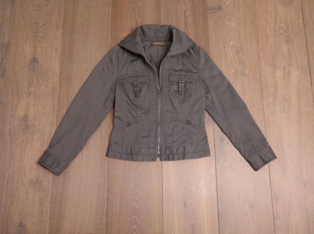 ZGAN: Sandwich kort zomer jasje; maat 34, Kleding | Dames, Ophalen of Verzenden, Zo goed als nieuw, Maat 34 (XS) of kleiner, Grijs