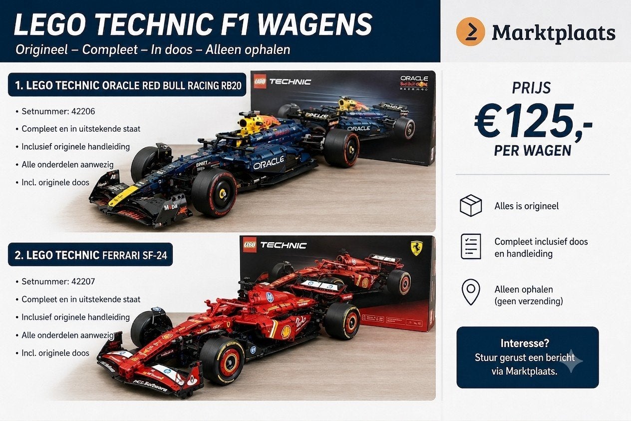 LEGO Technic F1 Red Bull RB20 & Ferrari SF-24 compleet, Kinderen en Baby's, Speelgoed | Duplo en Lego, Ophalen, Lego, Compleet