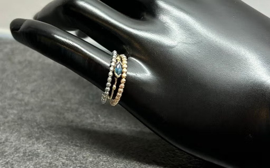 14k gouden set aanschuif ringen saffier bollen rose dames, Sieraden, Tassen en Uiterlijk, Voordeelsieraden, Ophalen of Verzenden