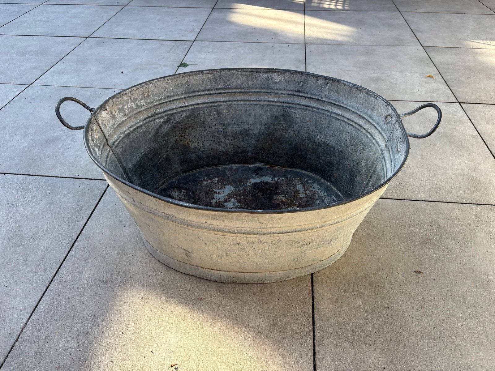 Oude zinken teil - Vintage wasbak/plantenbak, Ophalen