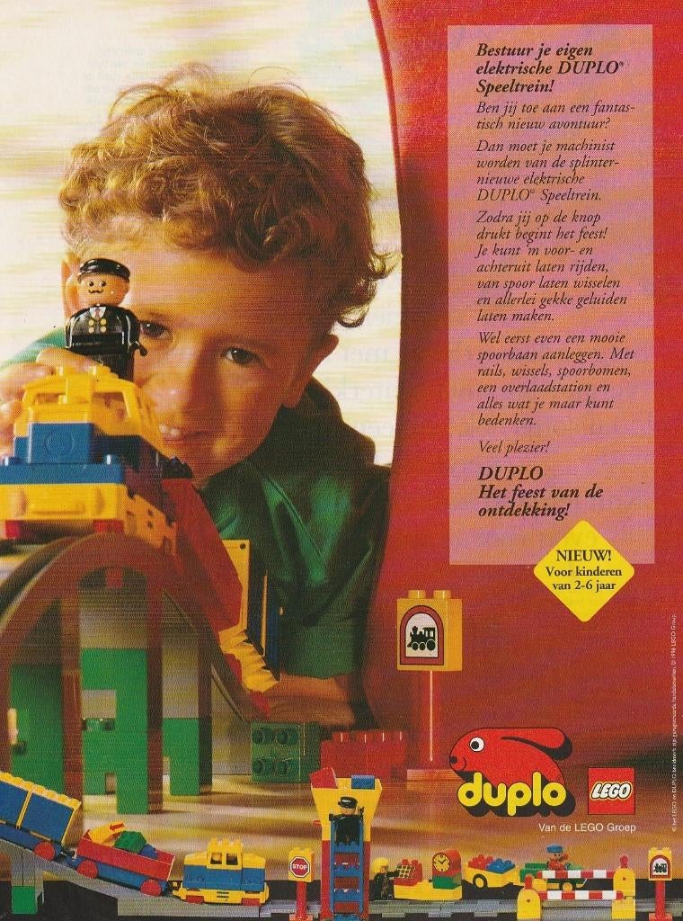 Retro reclame 1996 Lego Duplo jongetje met trein, Verzenden, Overige typen