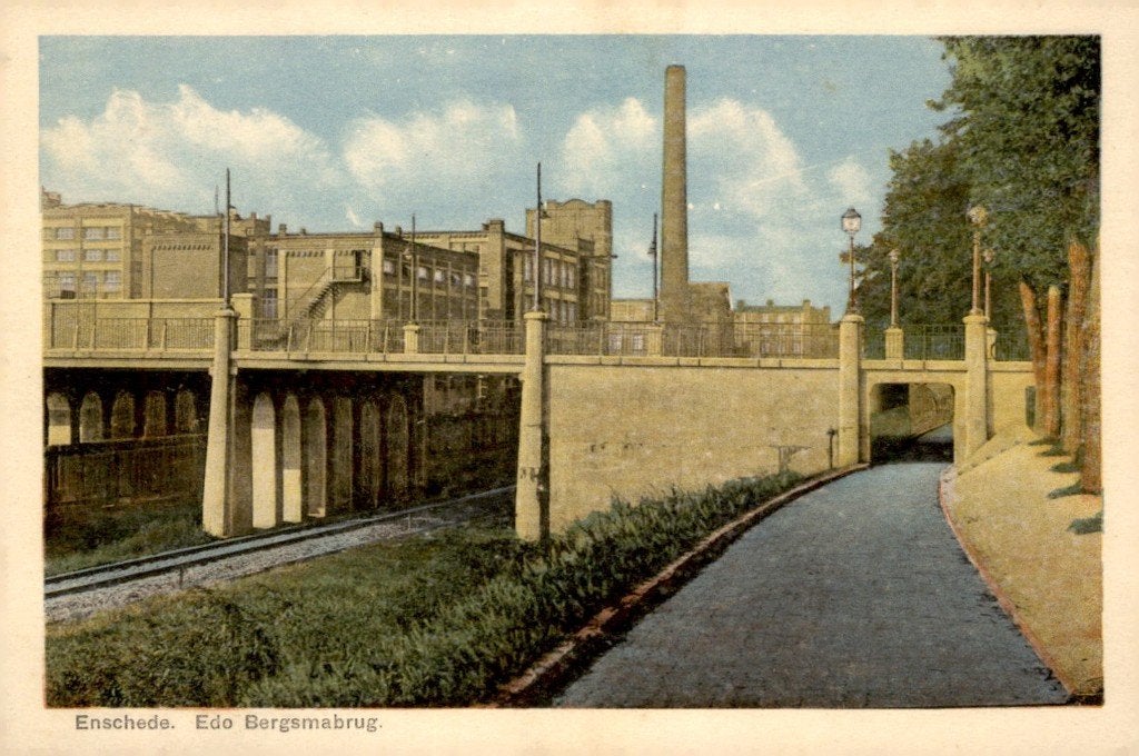 Enschede Ede Bergsmabrug # 393, Ophalen of Verzenden, 1920 tot 1940, Gelopen, Overijssel