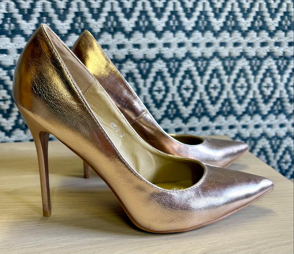 Bronzen Pumps met Hoge Hakken - Maat 41, Ophalen of Verzenden, Gedragen, Overige kleuren, Pumps