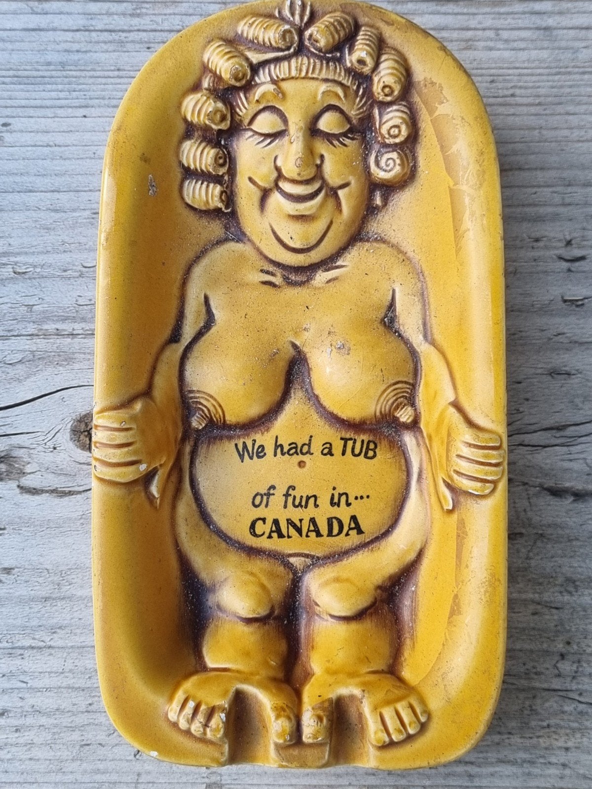 Vintage asbak 'We had a TUB of fun in... CANADA', Ophalen of Verzenden