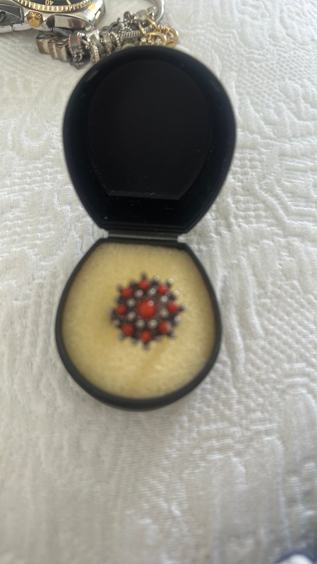 Bloedkoralen ring zilver maat 19, 19 tot 20, Ophalen of Verzenden, Zo goed als nieuw, Dame