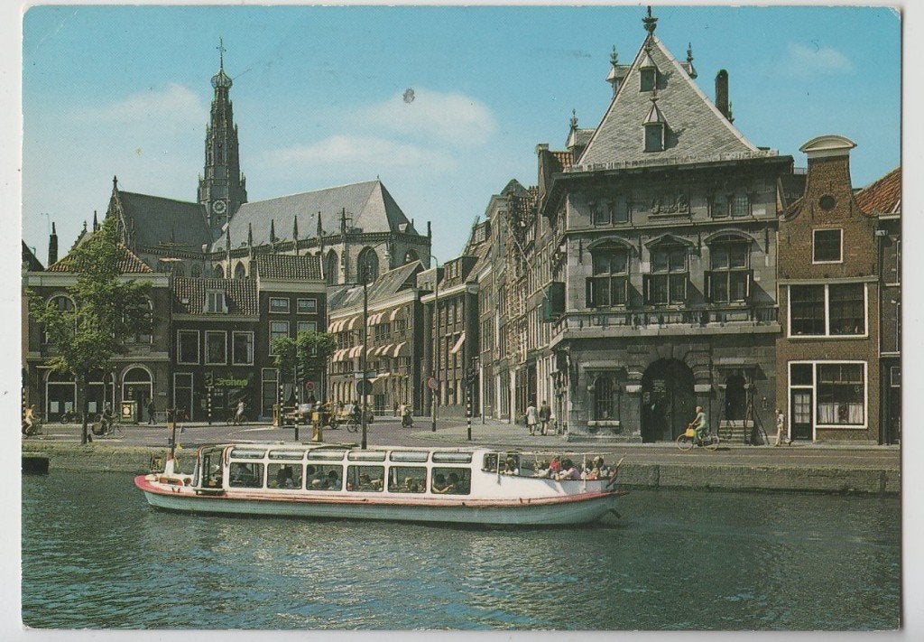 Haarlem De Waag a/h Spaarne 1977 Gelopen Info achterkant, Ophalen of Verzenden, 1960 tot 1980, Gelopen, Noord-Holland