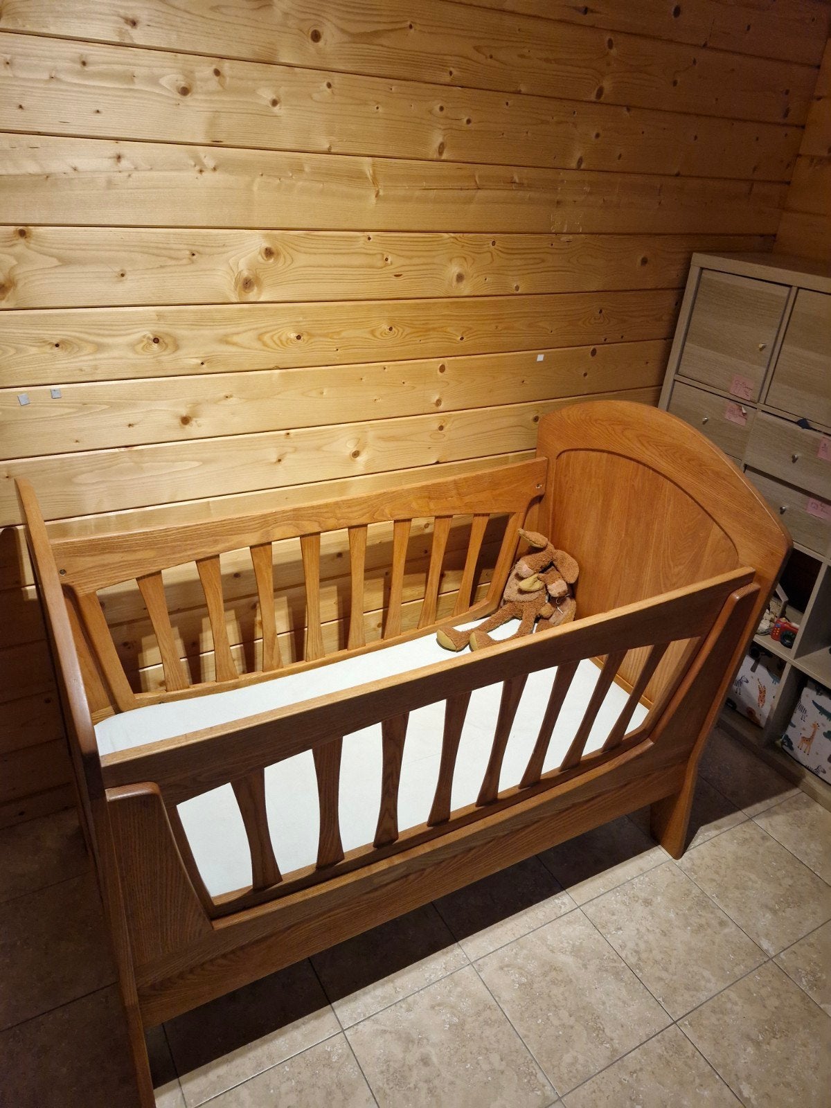 Handgemaakt antroposofisch bed van Duitse meubelmaker, Ophalen, 140 tot 160 cm, 70 tot 85 cm