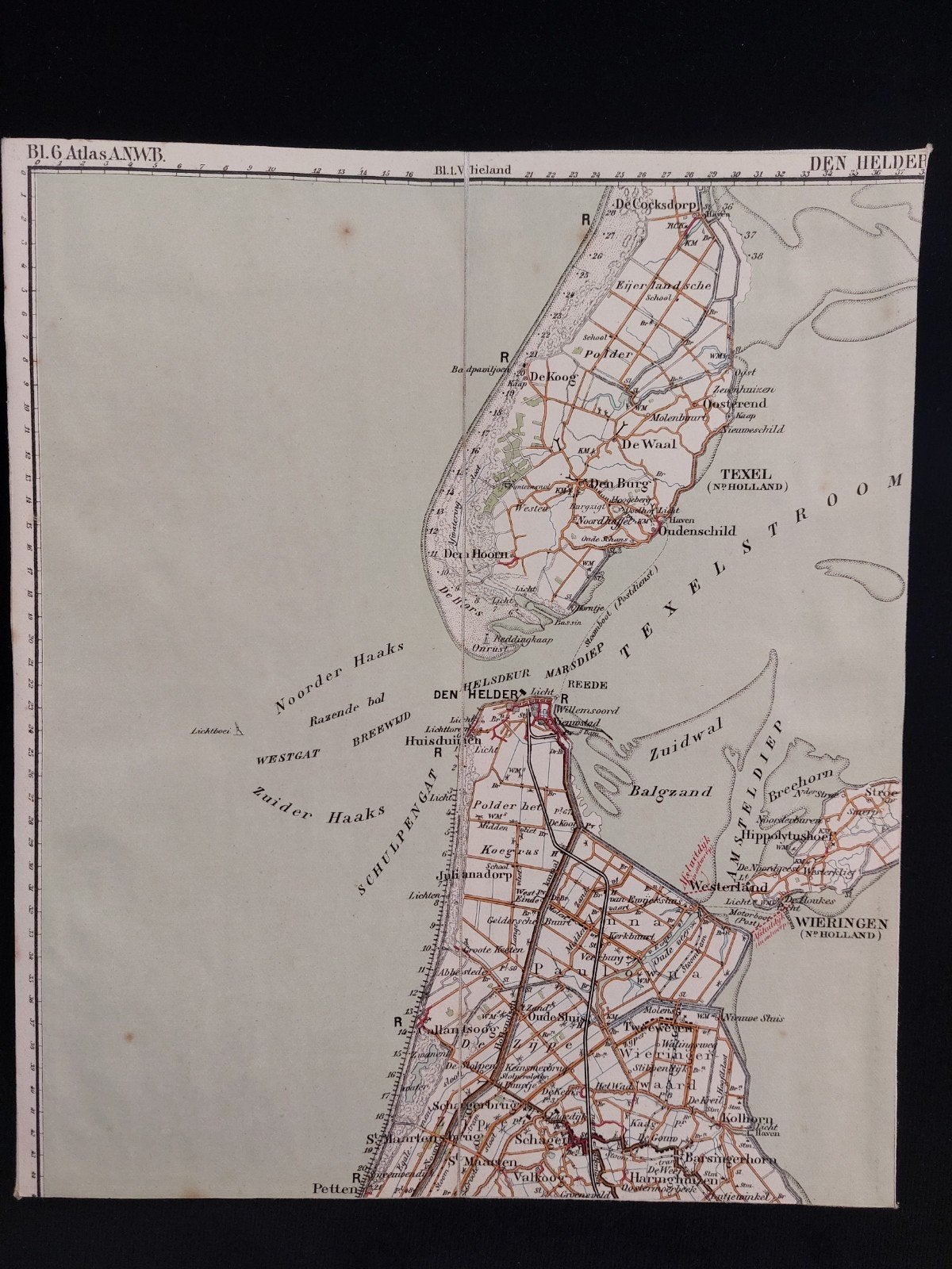 6 / Den Helder Texel en omgeving plattegrond ANWB uit 1920, Boeken, Gelezen, ANWB, Ophalen of Verzenden, Landkaart