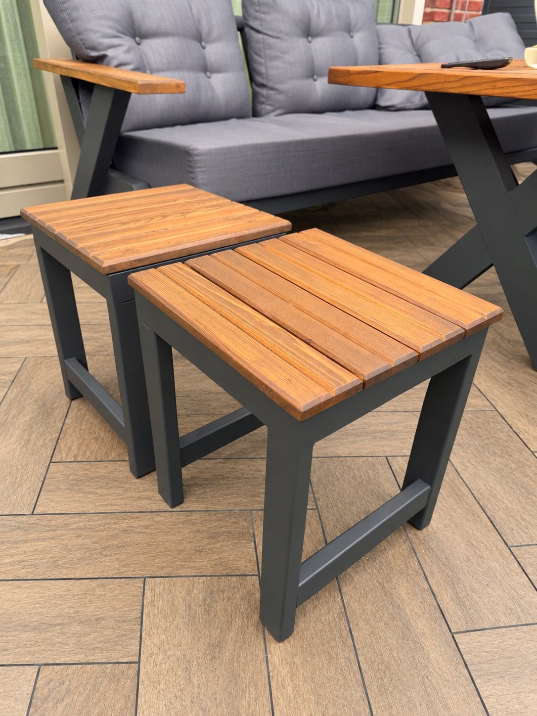 Luxe houten loungeset antraciet SET €1.500, Tuin en Terras, Ophalen, Zo goed als nieuw