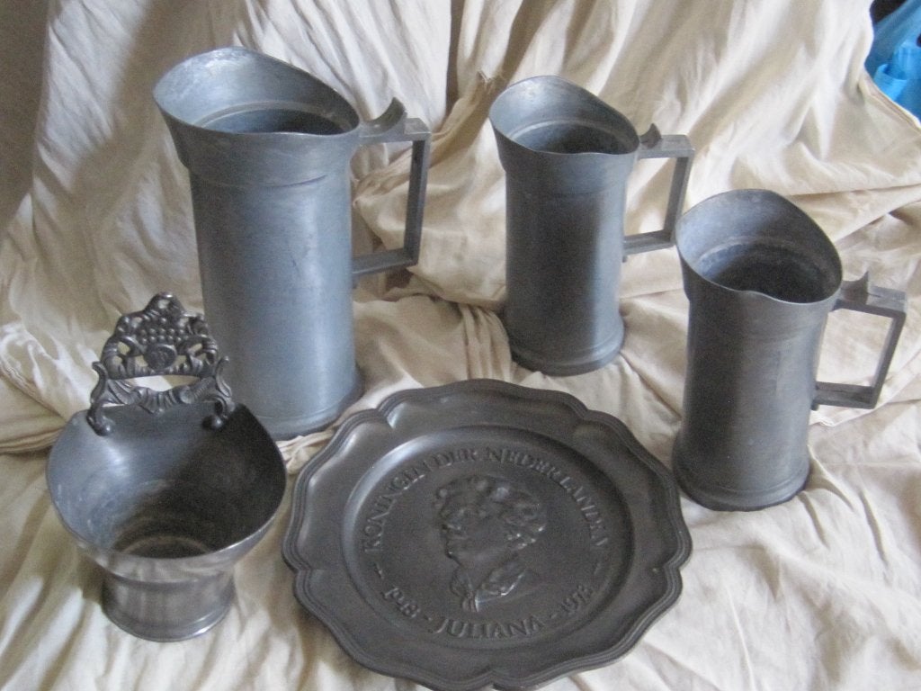Oud antiek tin divers 5 stuk, Antiek en Kunst, Antiek | Tin, Ophalen