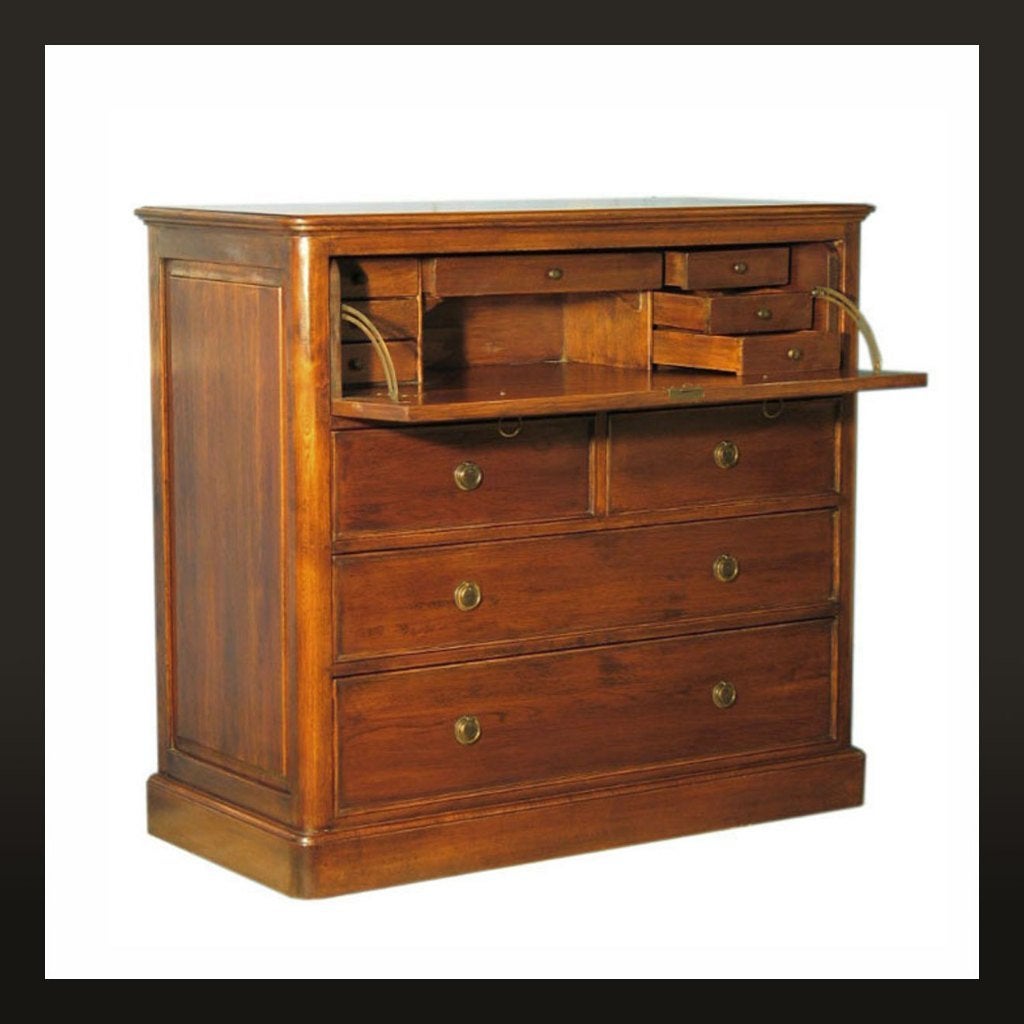 Ladekast met bureaulade eiken secretaire Eichholtz commode, Huis en Inrichting, Kasten | Ladekasten, Ophalen, 100 tot 150 cm, 5 laden of meer